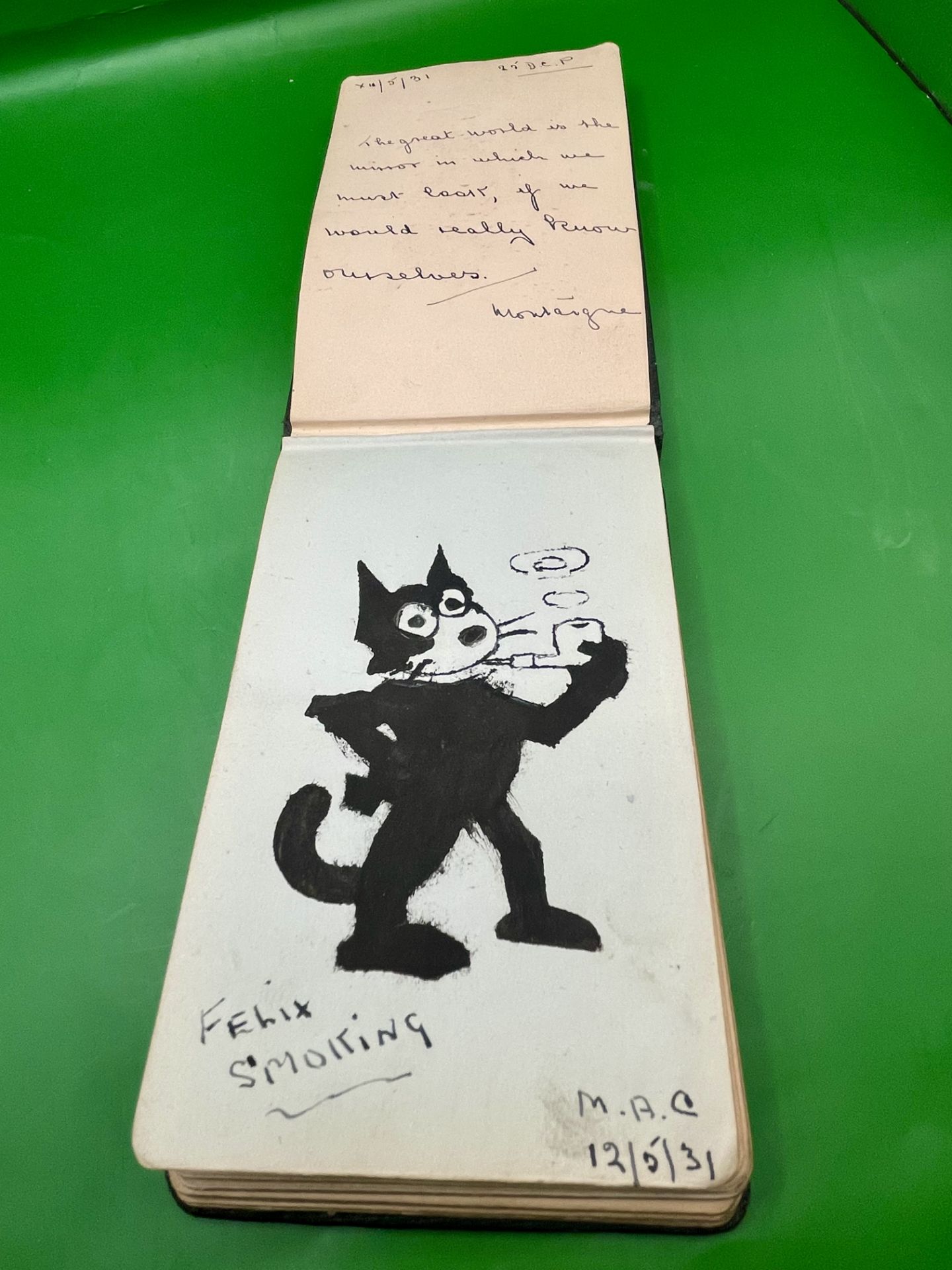 A 1930s Autograph book with some classic drawings from Felix the Cat to Mickey Mouse a very interest - Image 3 of 14