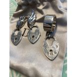 CHRISTIAN DIOR PADLOCK & WINGS EARRINGS WITH MATCHING RING