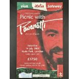 Picnic with Pavarotti 14th July 2001 Ticket Good condition.