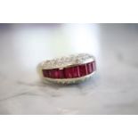 18K GOLD - RUBY & DIAMOND RING (SIZE: M1/2)