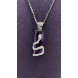 12.44CT DIAMOND & AMETHYST SNAKE PENDANT in 18K GOLD