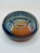 A lovely 1970s amber and grey heavy Murano glass ashtray very stylish.