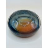 A lovely 1970s amber and grey heavy Murano glass ashtray very stylish.