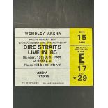 Dire Straits ticket live in 1985, played in Wembley Stadium Good condition.