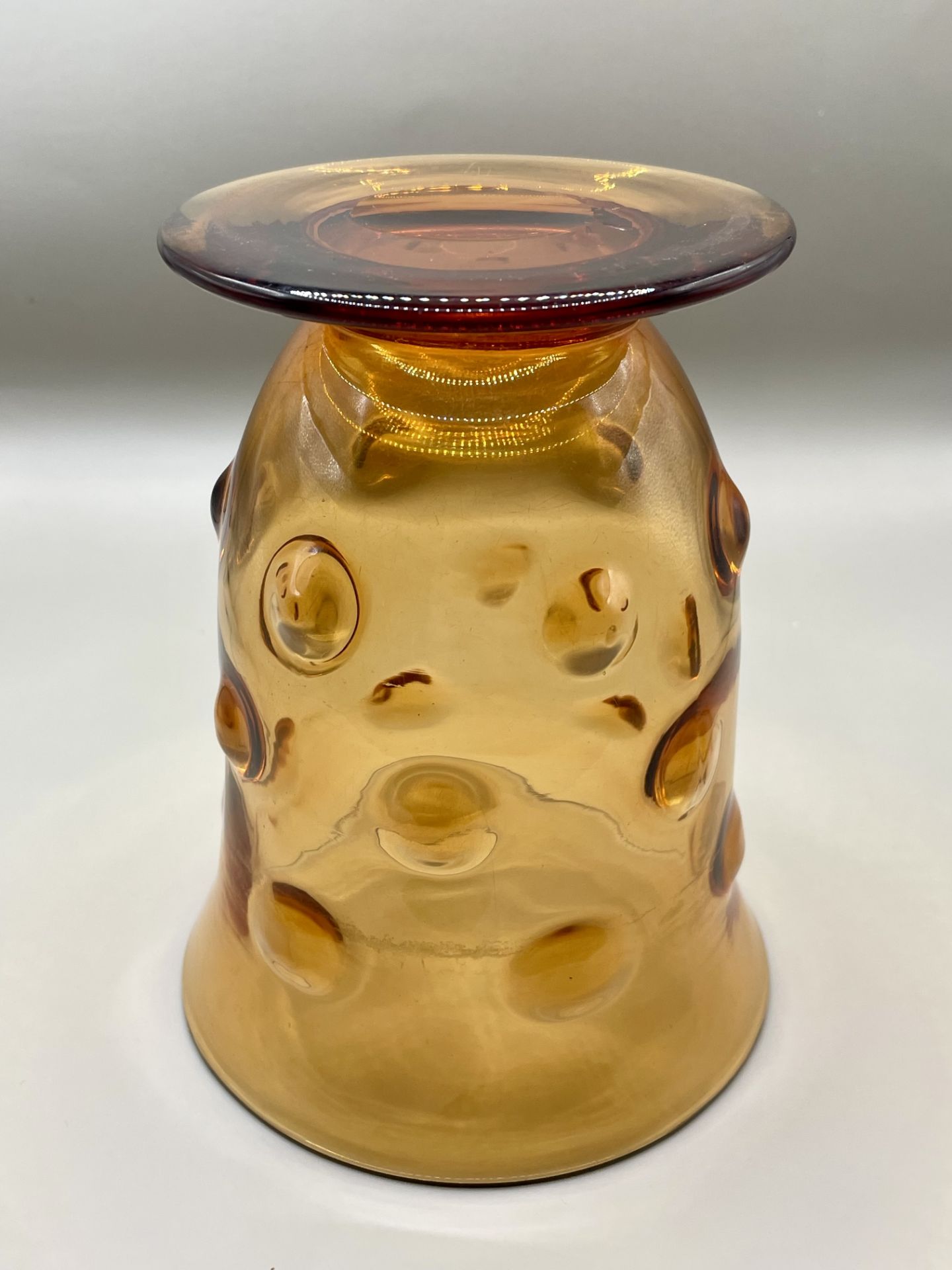 Thomas Webb, brown old English bulleye pattern vase, 1930s. Marked Webb England - Image 6 of 12