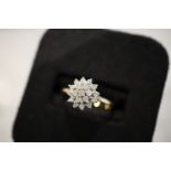 9CT GOLD & DIAMOND RING - UK SIZE: J