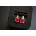 RUBY & DIAMOND STUD EARRINGS - set in 14k GOLD