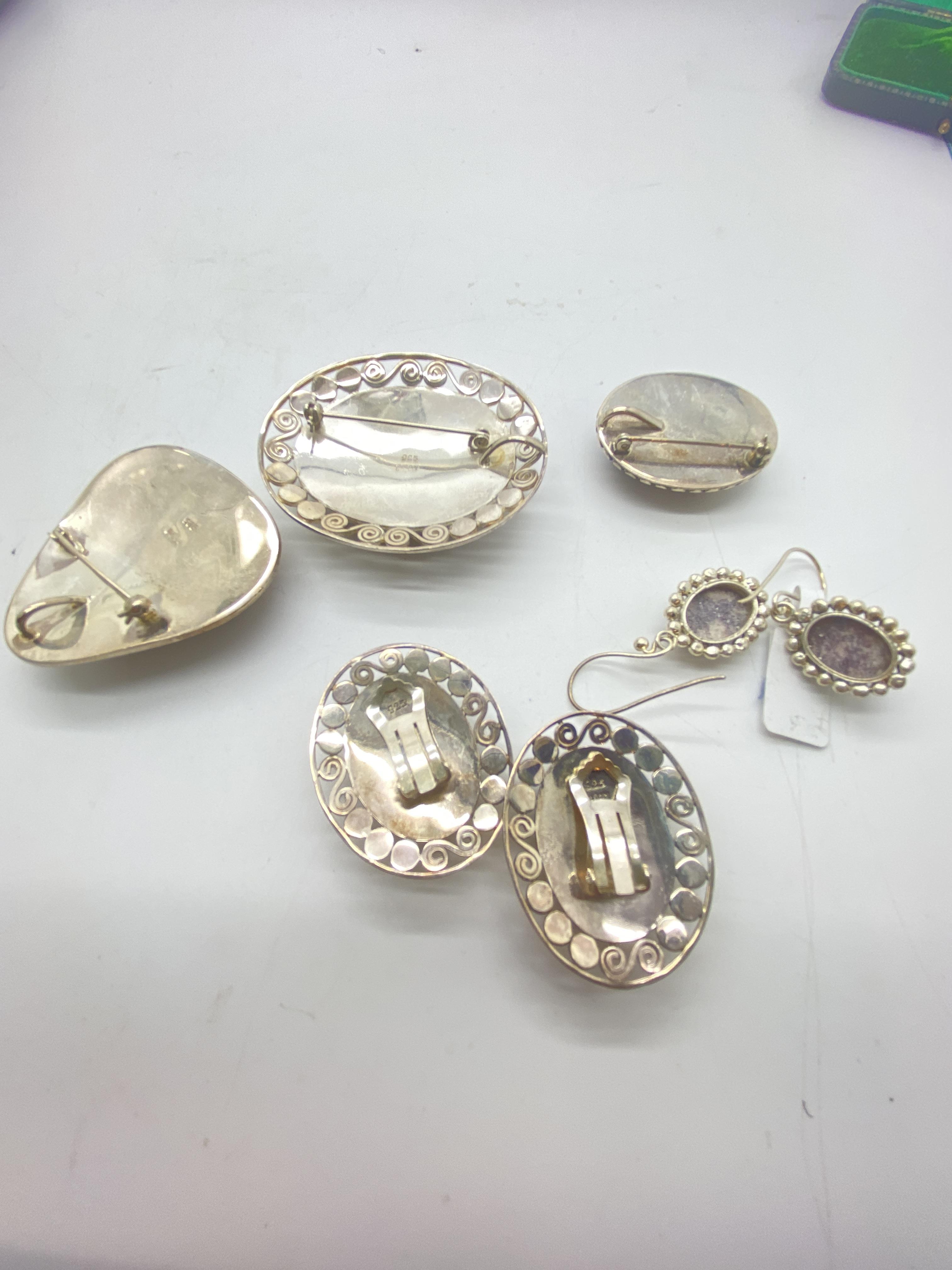 VARIOUS STONE SET 925 SILVER PENDANTS & EARRINGS - Image 4 of 6