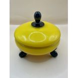 A lovely Art Deco Czech Yellow Lidded Tango Glass Powder Box Loezt Era 