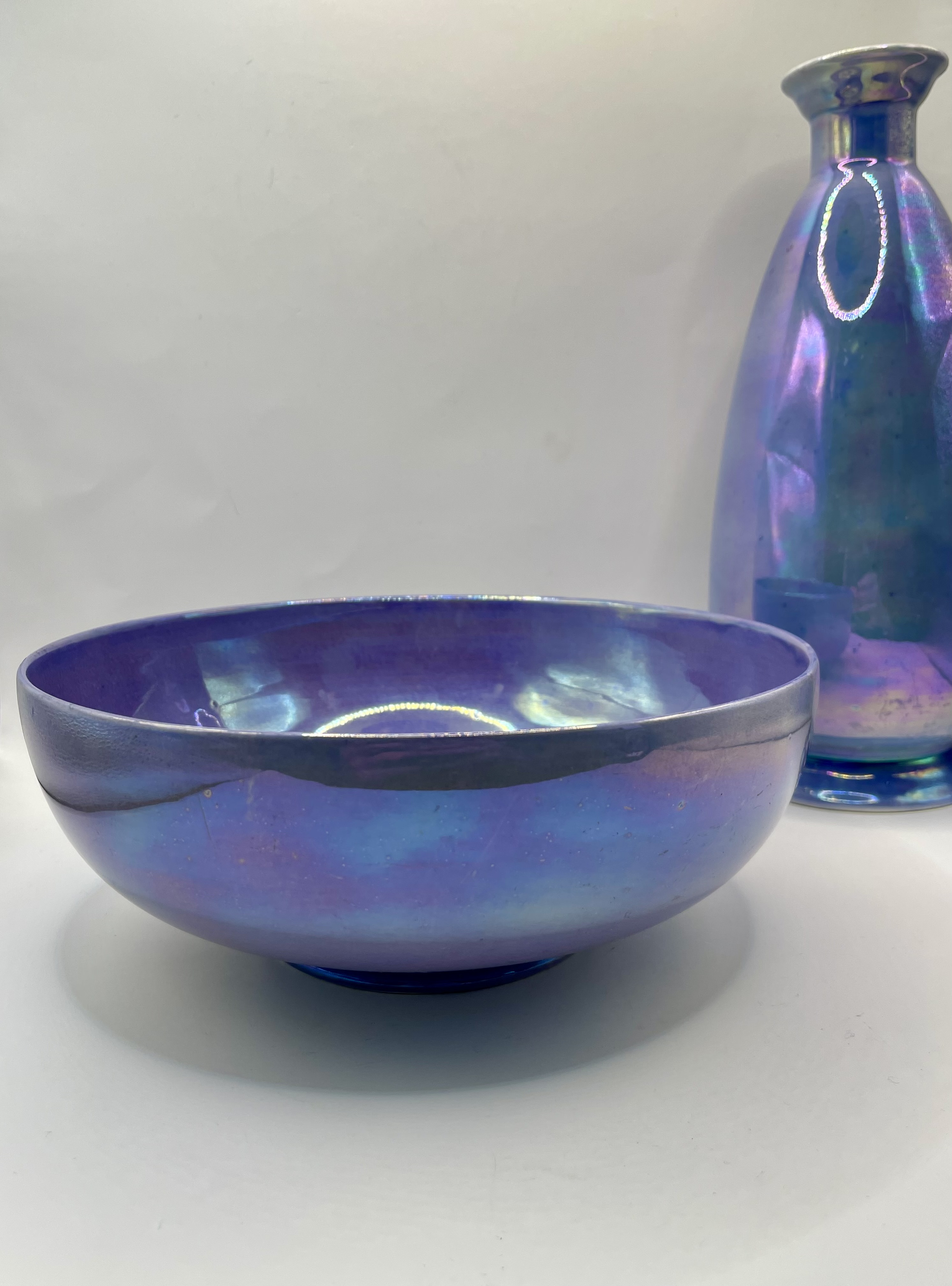 Two lovely Deep purple lustreware pieces Vase & Bowl  - Image 7 of 9