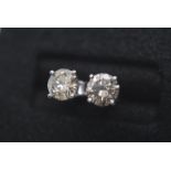 DIAMOND EAR STUDS - SET IN GOLD - TCW APPROX. 1.50CT