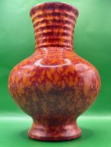 Lovely 1920s Ceramic possibly German Vase with amazing deep orange effect/design.
