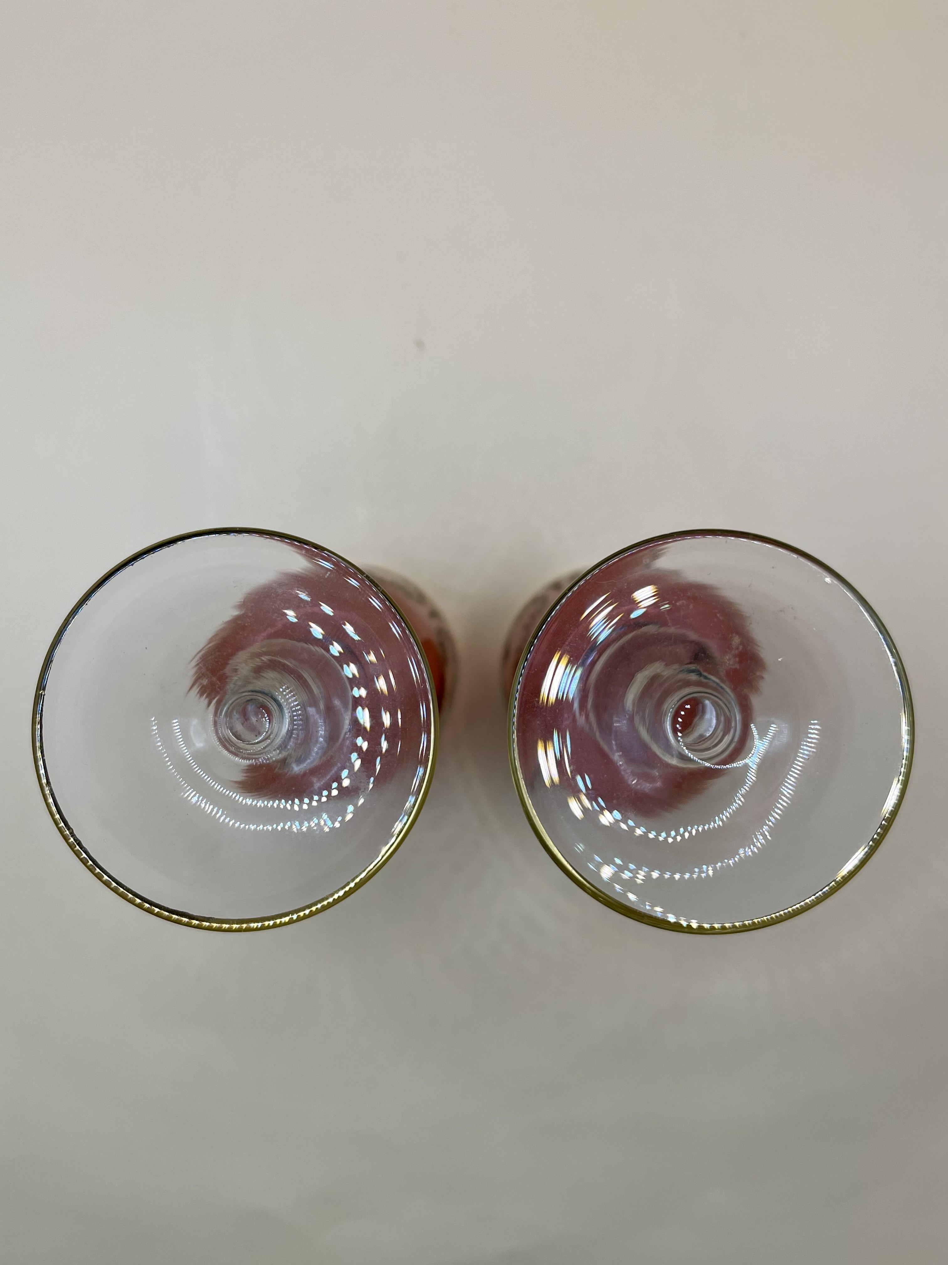 Two antique/Vintage Bohemians glasses with gold detailing very nice pair no damage.  - Image 4 of 7