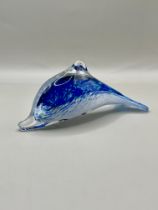 Blue Murano dolphin mid century
