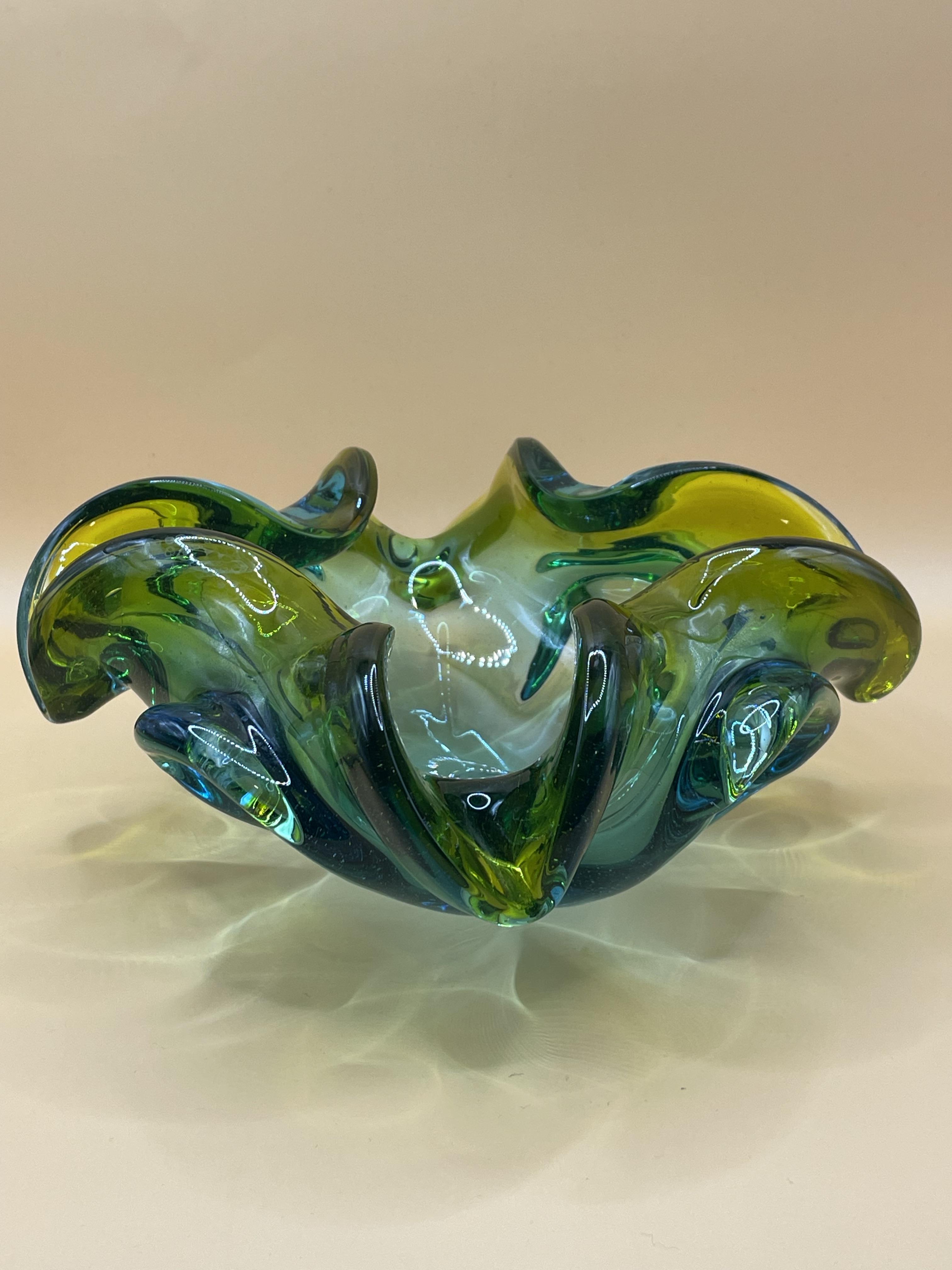 Vintage Murano Glass Bowl Barovier Toso Flower Console Dish Rolled Edge. - Bild 8 aus 10