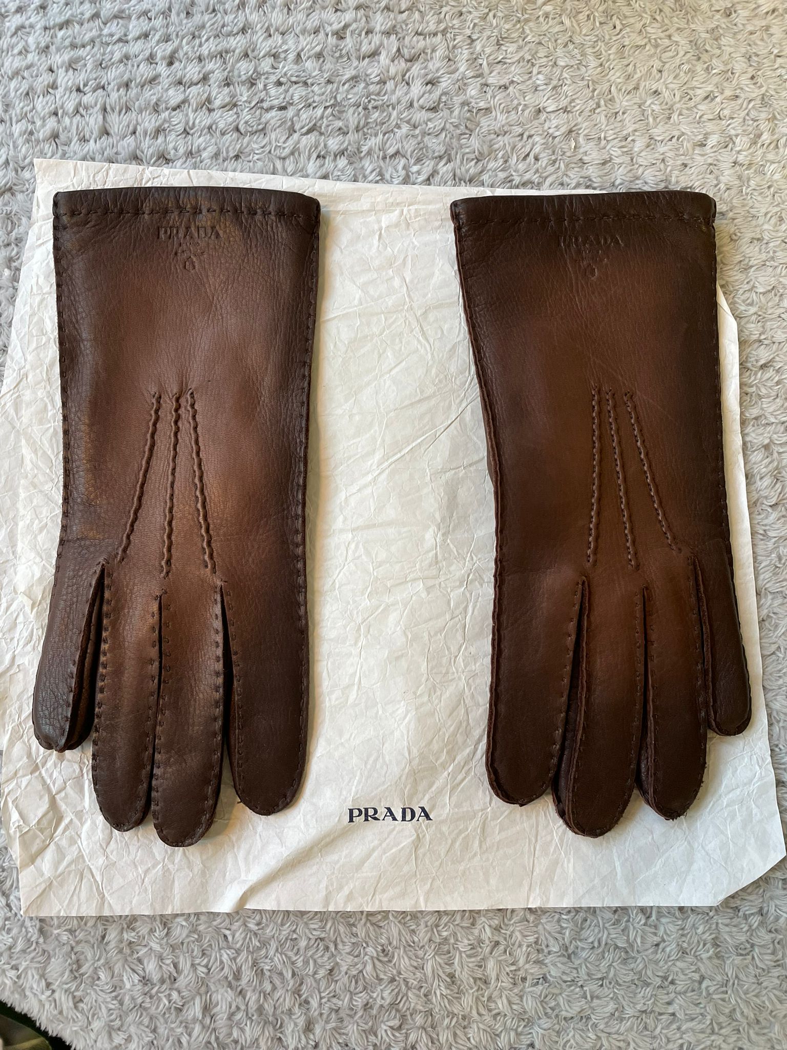 Prada gloves Deer skin and cashmere Size 7.5