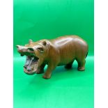 Mid century 1950s Teak wooden Hippopotamus