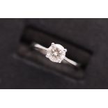 PLATINUM & DIAMOND (0.30CT) RING - UK SIZE: J 1/2