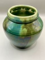 Lovely 1930s stunning green Burslem ribbed vase