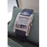 CHOPARD HAPPY SPORT REF. 28/8447 DIAMOND SET/ NAVY DIAL (36MM X 47MM CASE)