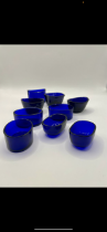 Assortment of cobalt blue glass liners Victorian possibly some are Georgian