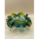 Vintage Murano Glass Bowl Barovier Toso Flower Console Dish Rolled Edge.
