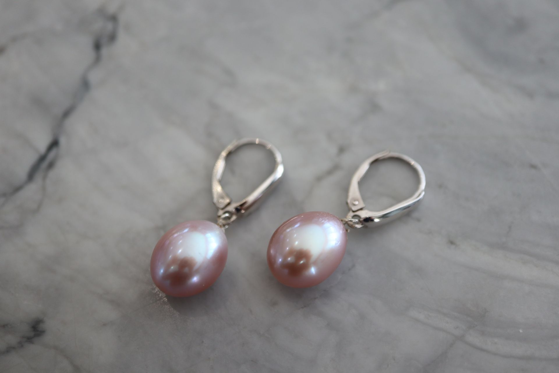 14K WHITE GOLD & PEARL EARRINGS - Image 2 of 3