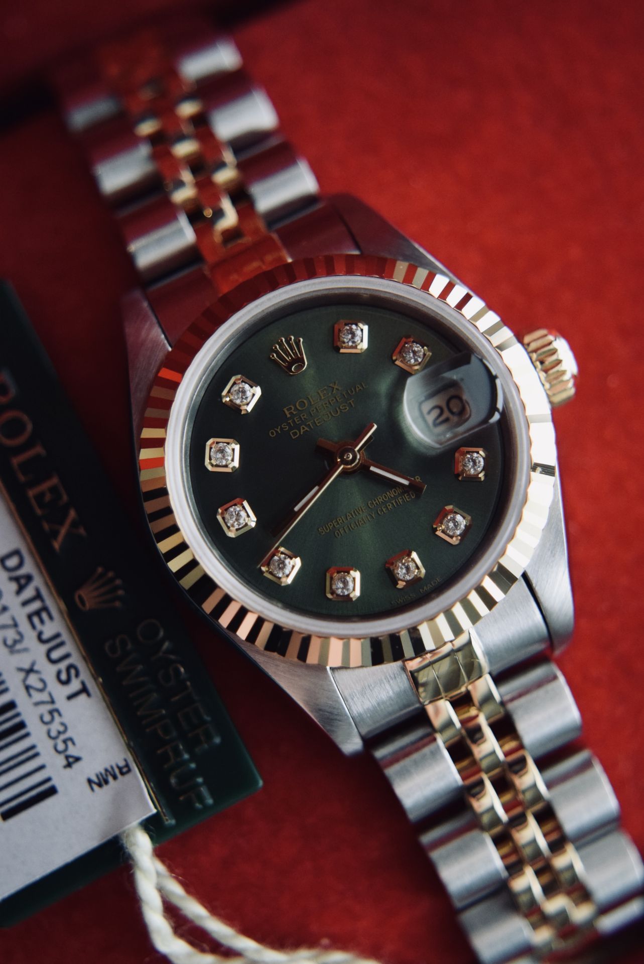 ROLEX DATEJUST "OLIVE GREEN" 18CT YELLOW GOLD/ STEEL DATEJUST REF. 69173 - *FULL SET* - Image 7 of 13