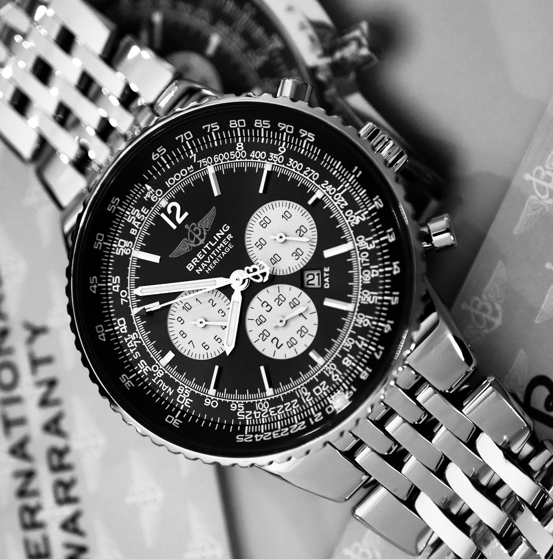 BREITLING NAVITIMER HERITAGE CHRONOGRAPH (REF. A35350) 'FULL SET - BOX, CERTS. ETC.' NAVY DIAL - Image 3 of 15