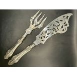 LARGE SET ART NOVEAU SILVER PLATED FISH SERVERS