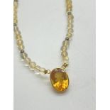 CITRINE NECKLACE 18k YELLOW GOLD PENDANT APPROX. NECKLACE LENGTH 18''