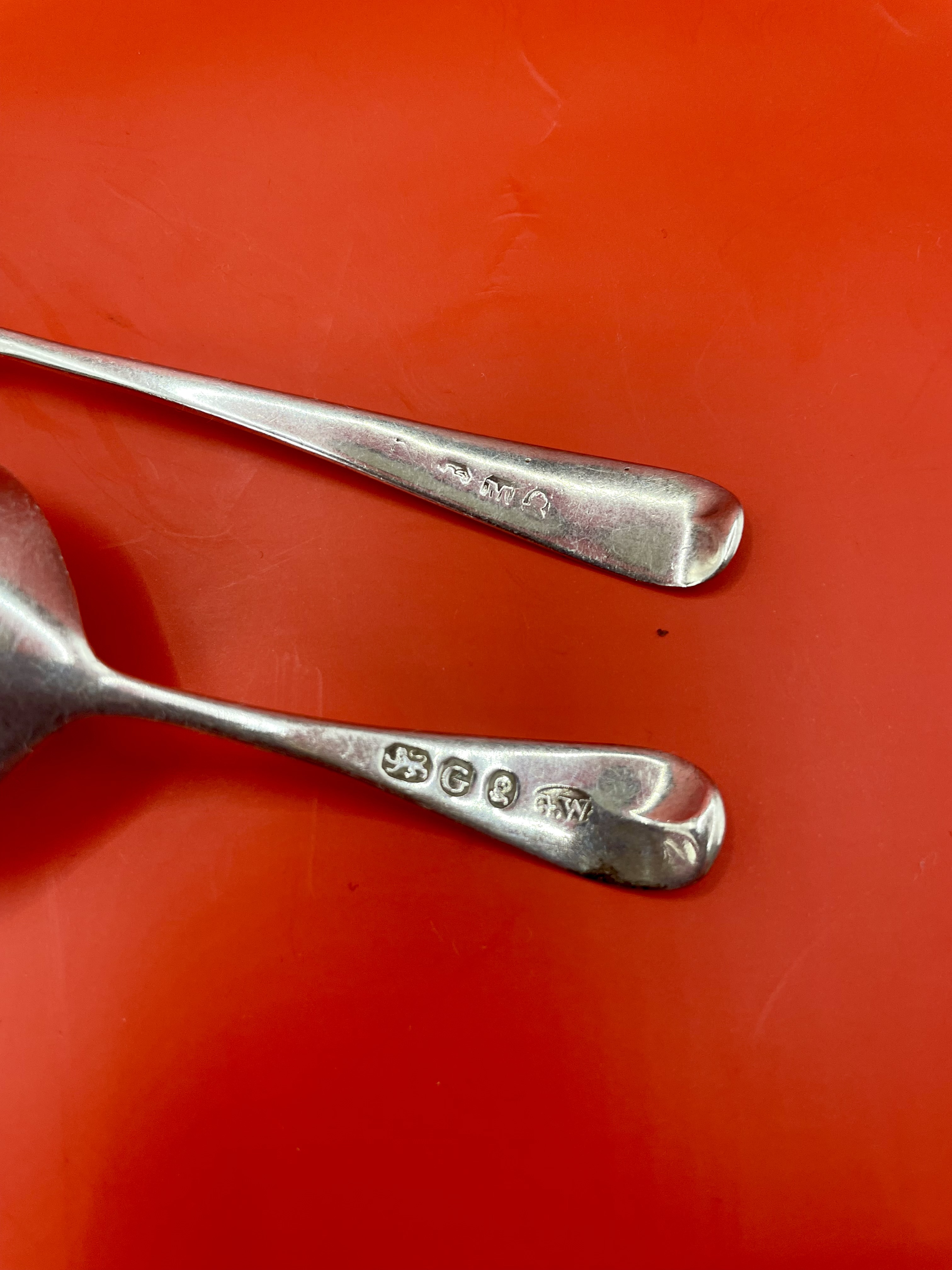 Two Georgian Silver Spoons with Georgian portrait mark. - Image 4 of 4