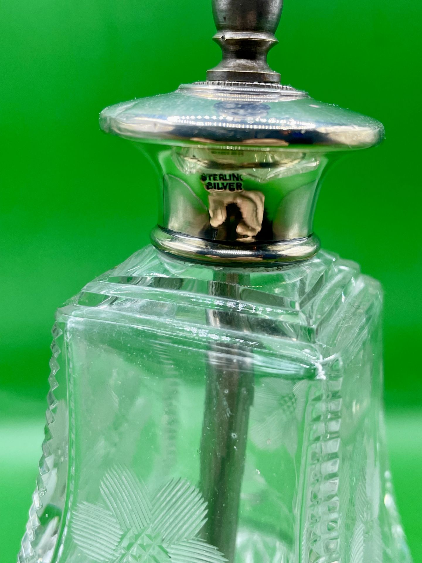 Atomizer Scent Bottle Edwardian American Sterling Etched Flowers Slight wear to top see photos.  - Image 3 of 8