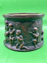 Dini E Cellai Signa Italian Ceramic Bronze Jar Figurative Putti