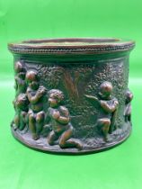 Dini E Cellai Signa Italian Ceramic Bronze Jar Figurative Putti 