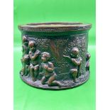 Dini E Cellai Signa Italian Ceramic Bronze Jar Figurative Putti 