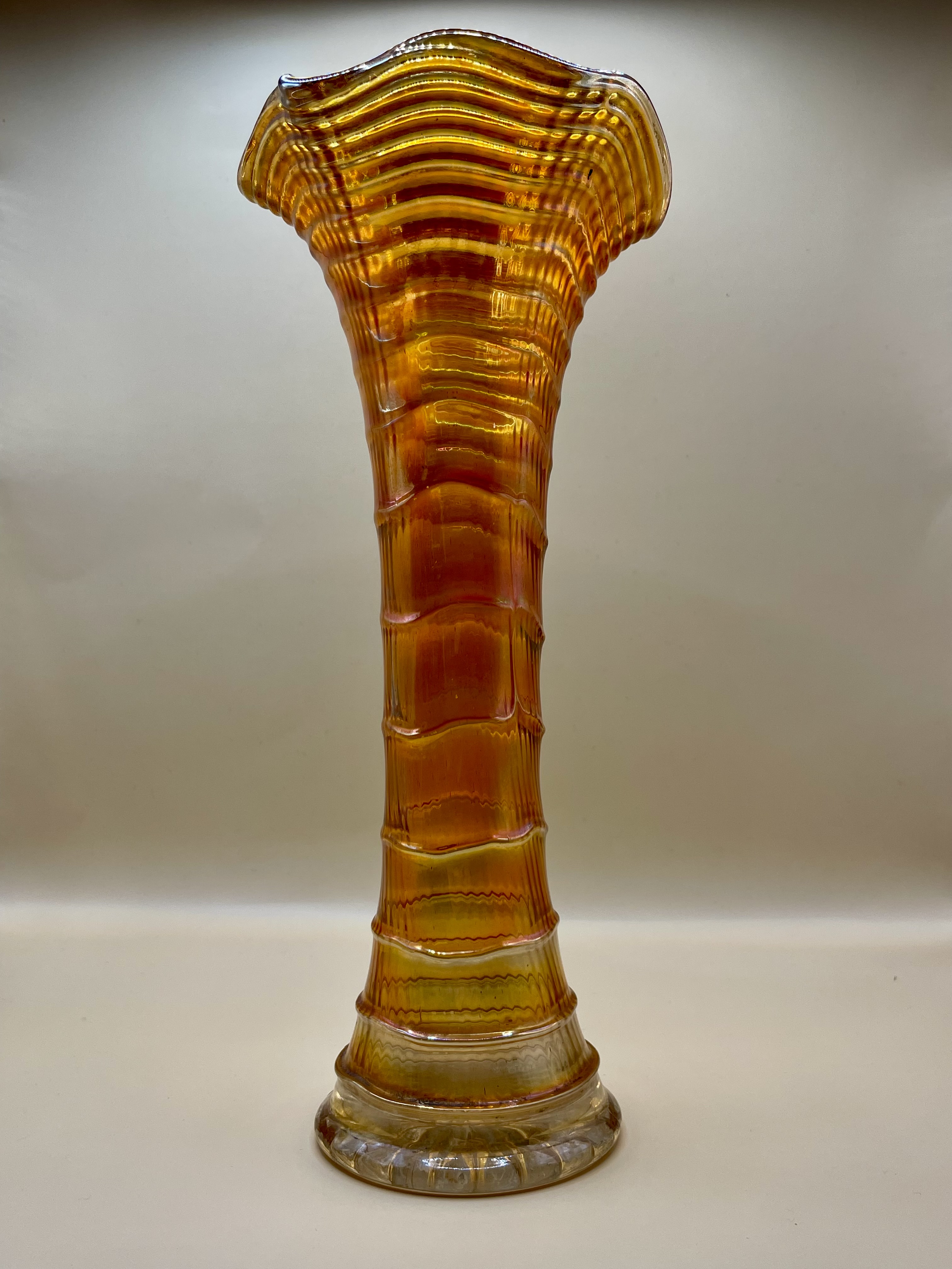 Tall Victorian Carnival Fentons Tall glass vase. Excellent condition.&nbsp;