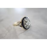 DIAMOND & SAPPHIRE RING - SIZE: O