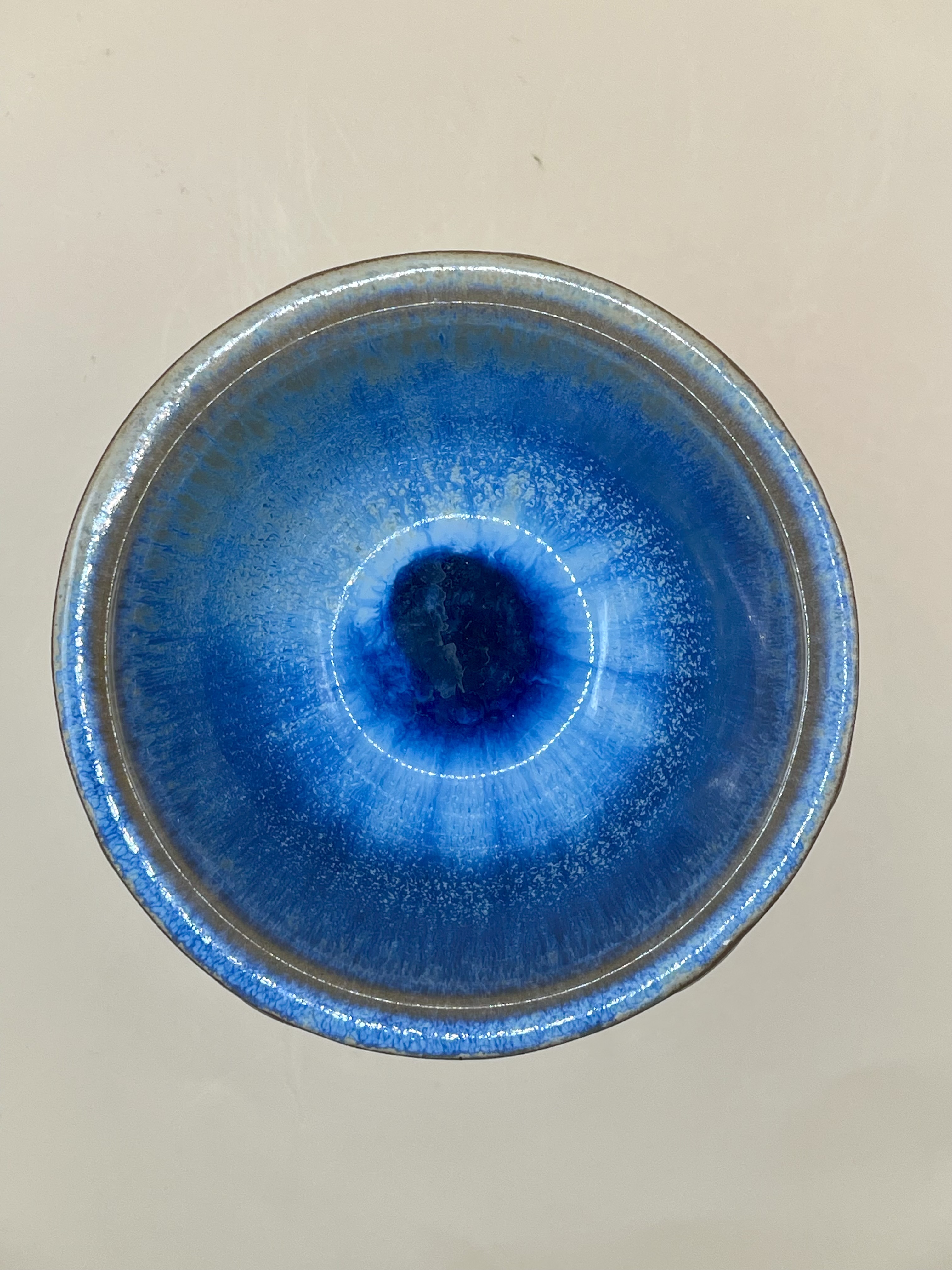 Rare Danish Bowl By Artist Michaal Andersen 1960s lovely goblet with great detail and blue ceramic b - Image 3 of 6