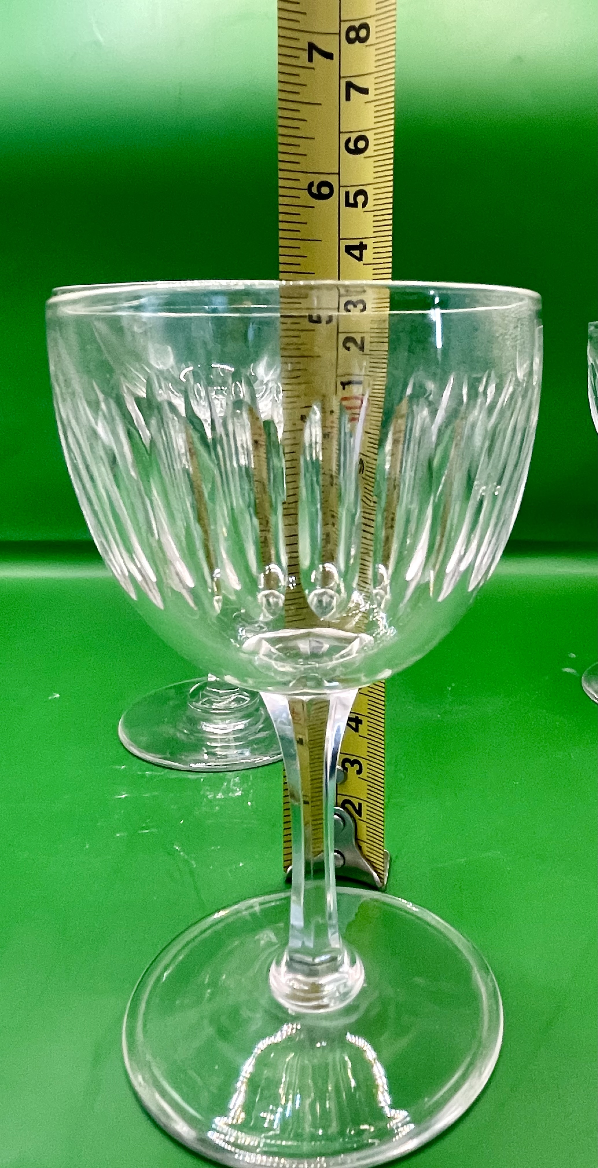 Set of three Victorian Wine glasses 1860s Cut glass. One has small chip to base please see photos.  - Image 3 of 9