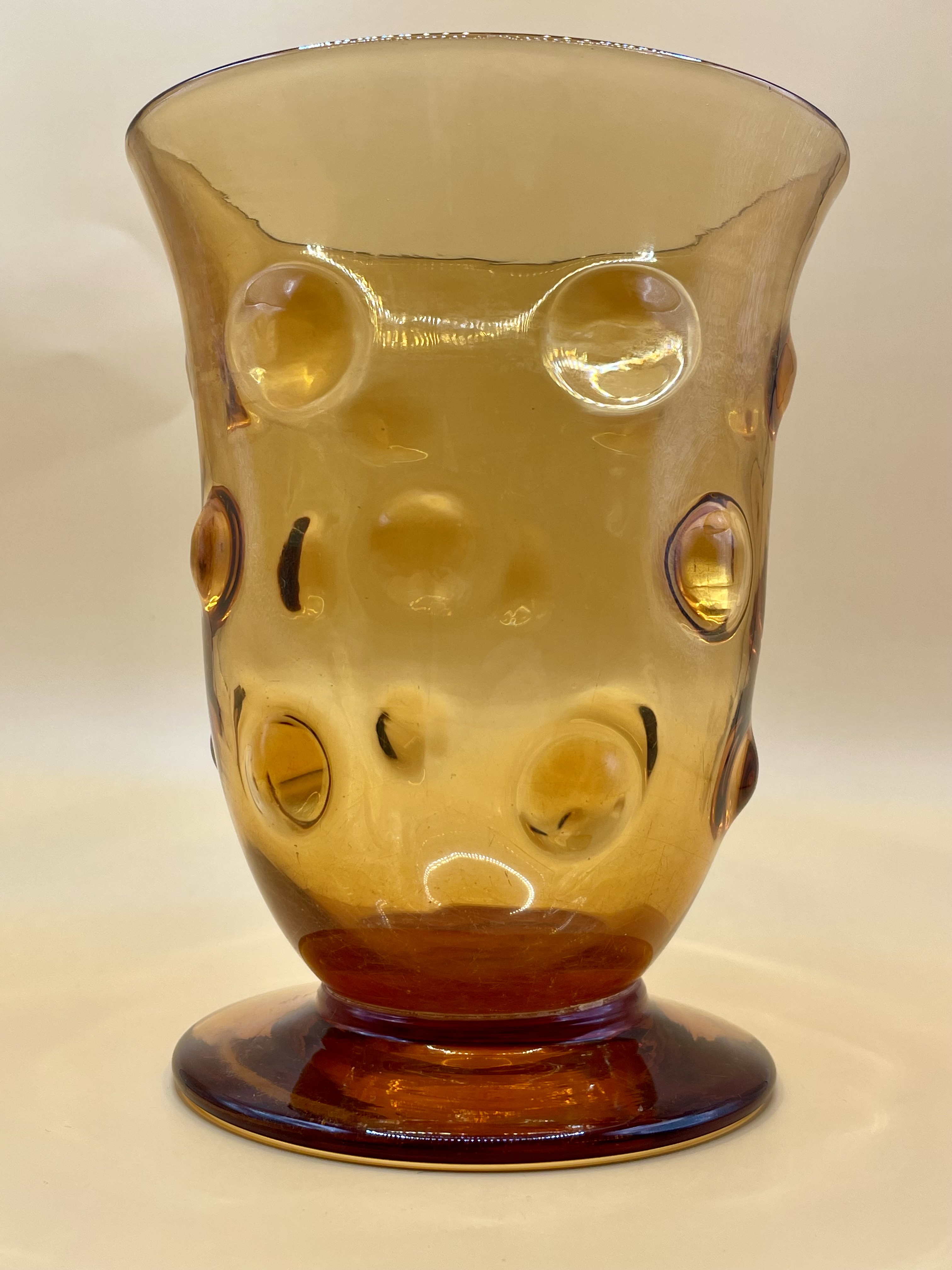 Thomas Webb, brown old English bulleye pattern vase, 1930s. Marked Webb England - Image 12 of 12