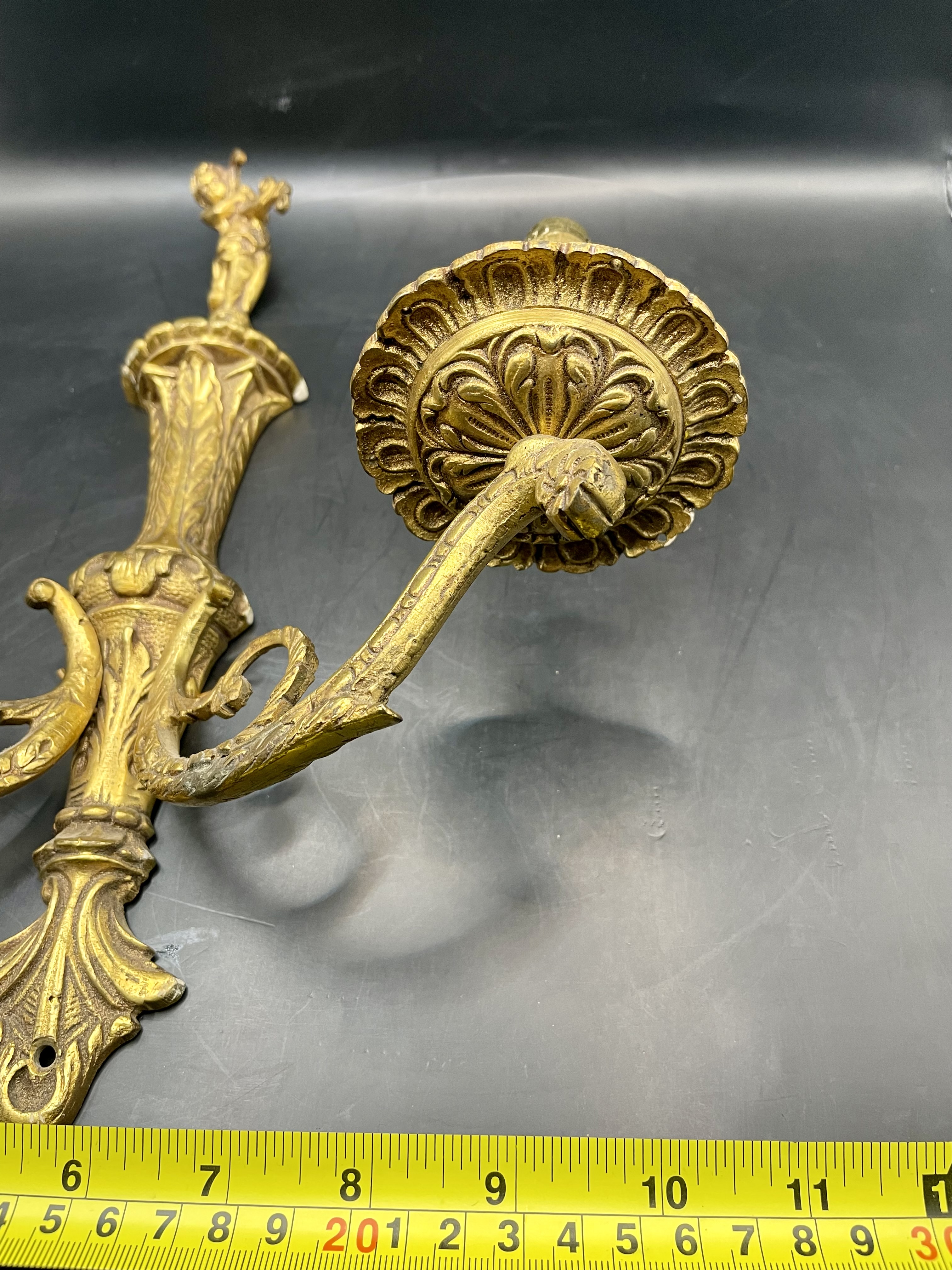 Stunning Ornate 1780-1820s Gold guild on bronze sconce with Georgian design  - Image 12 of 13