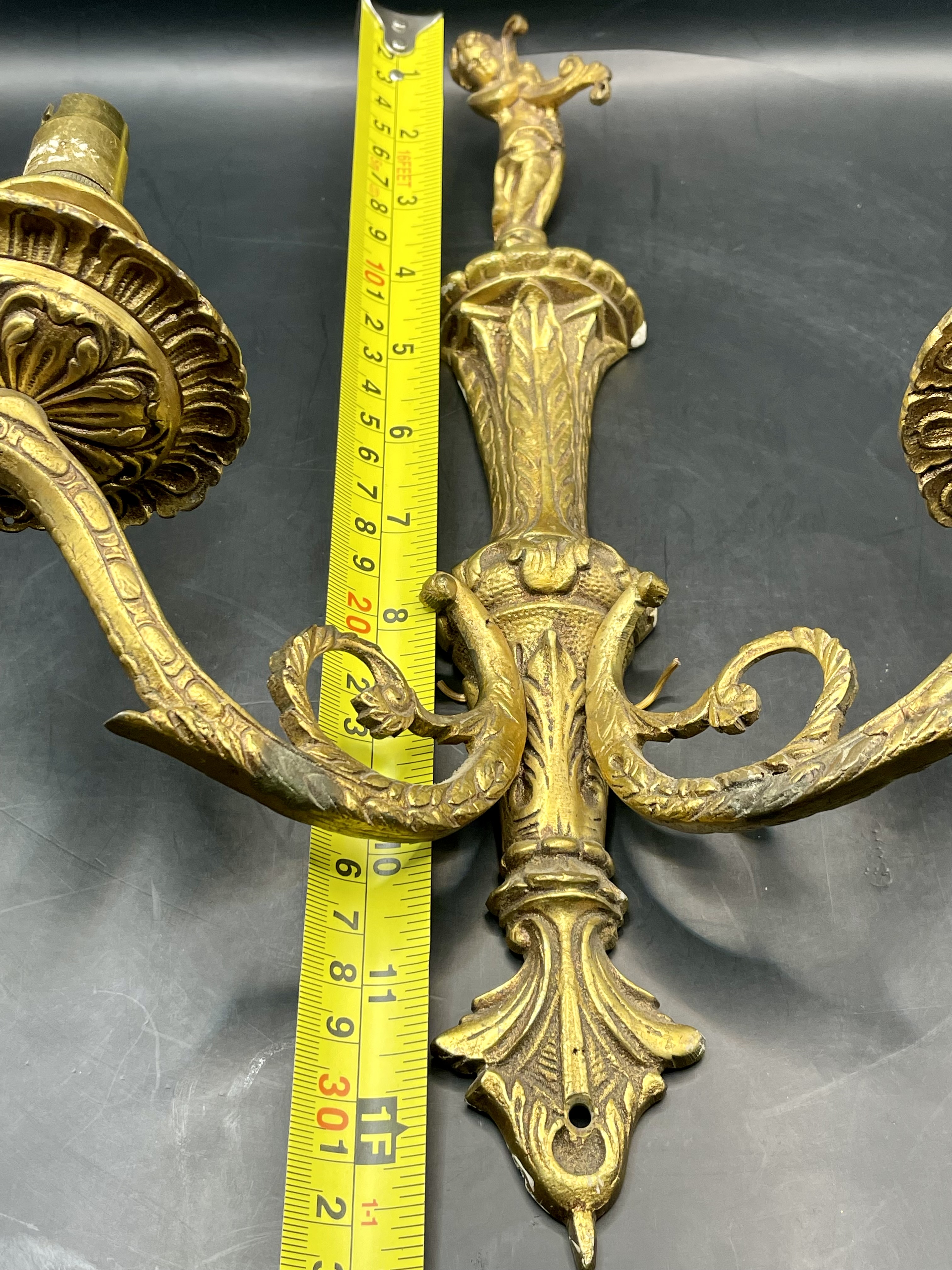 Stunning Ornate 1780-1820s Gold guild on bronze sconce with Georgian design  - Image 11 of 13