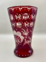 Bohemian Ruby Cut glass Antique Beaker
