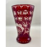 Bohemian Ruby Cut glass Antique Beaker