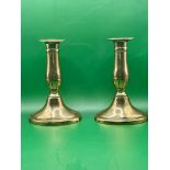 Antique  Georgian Brass Oval Candlesticks Pair Approx c1820 Brass Candle Holders