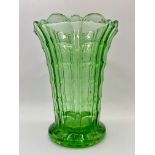 Art deco green Uranium glass Vase