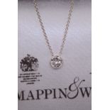 18K WHITE GOLD OLD CUT 0.63CT DIAMOND NECKLACE/ SOLITAIRE PENDANT