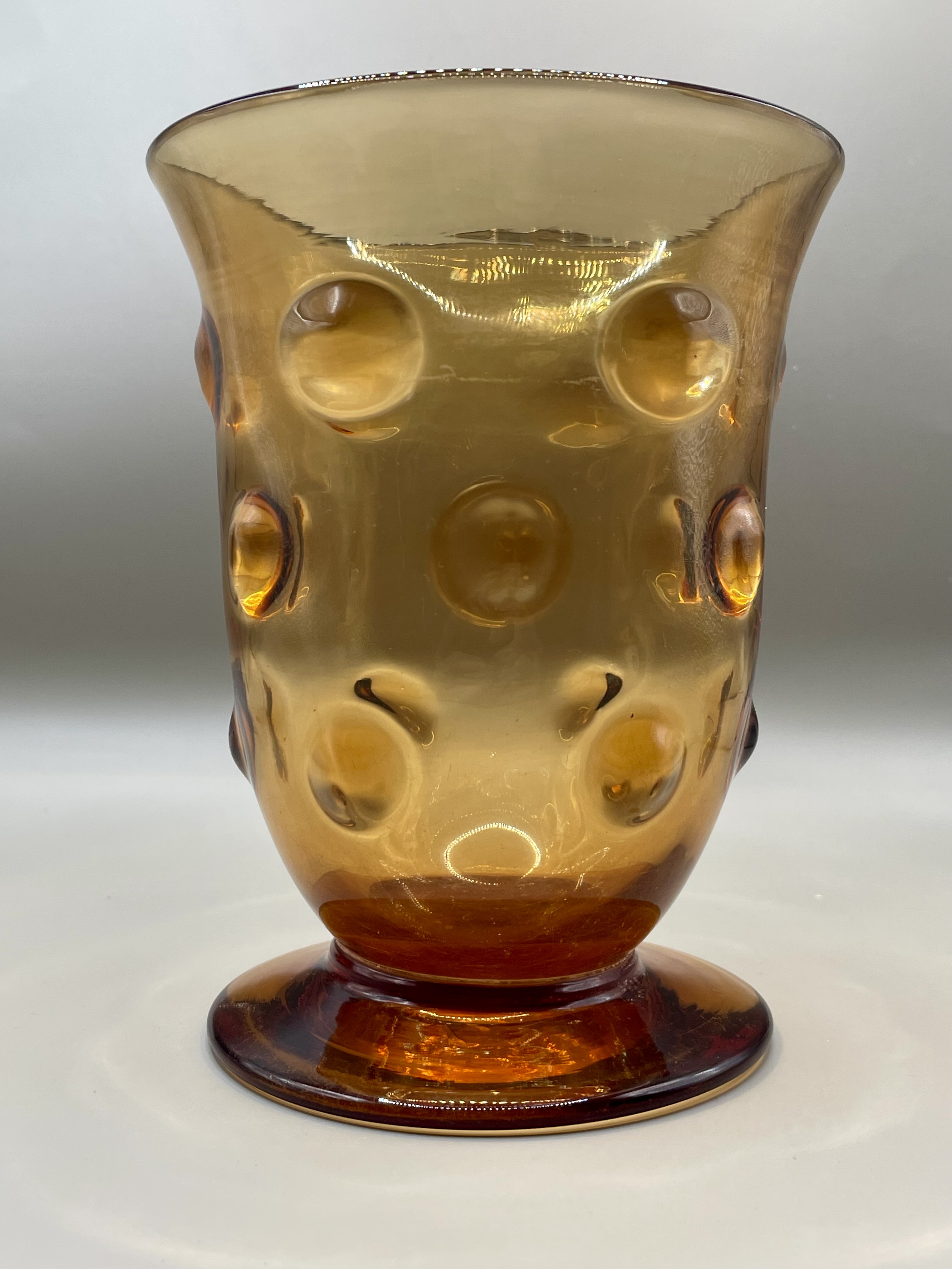 Thomas Webb, brown old English bulleye pattern vase, 1930s. Marked Webb England - Image 4 of 12