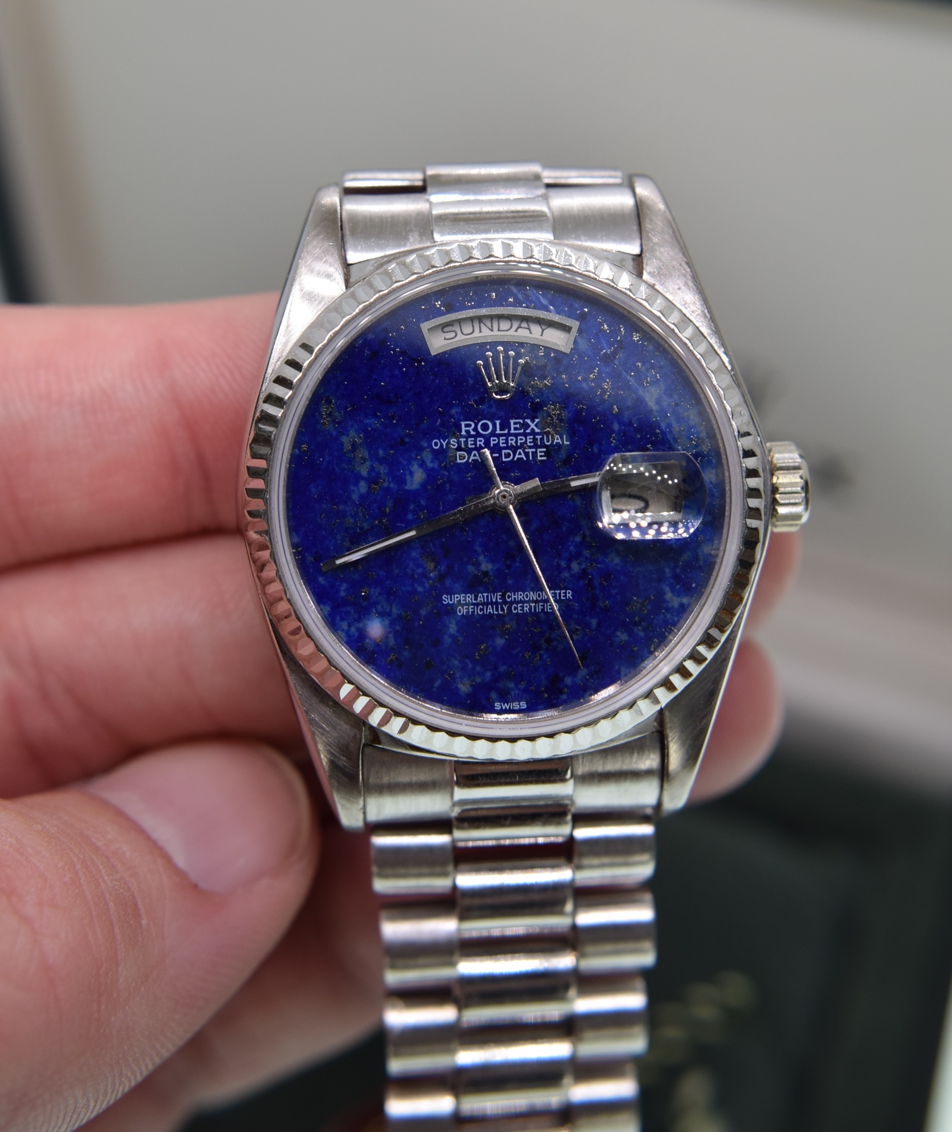 18K WHITE GOLD ROLEX DAY DATE REF. 18038 (36MM) LAPIZ LAZULI STONE DIAL - Image 10 of 10